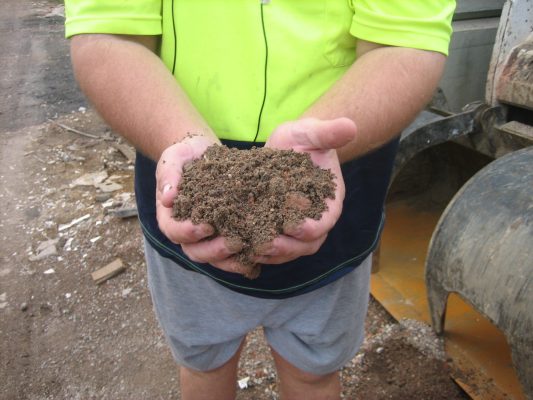 Detail of recycled Concrete and brick fine Aggregate mix - A1 Concrete Recyclers Campbelltown