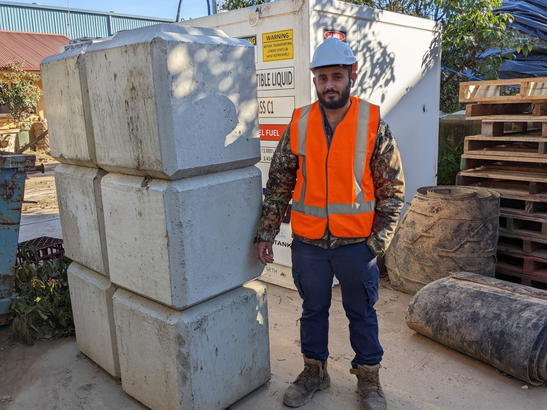 small to medium interlocking concrete blocks made from recycled concrete waste